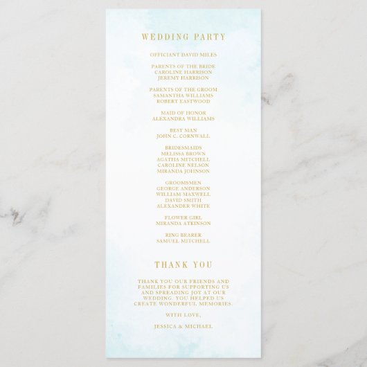 Elegant Classic minimalist Monogram Turquoise Programmakaart (Achterkant)