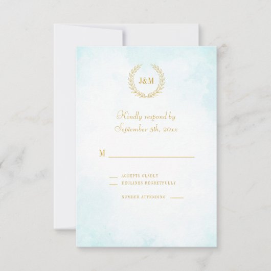 Elegant Classic minimalist Monogram Turquoise RSVP Kaartje (Voorkant)