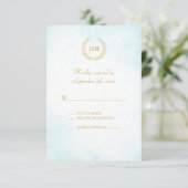 Elegant Classic minimalist Monogram Turquoise RSVP Kaartje (Staand voorkant)