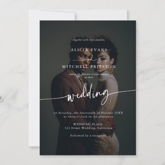 Elegant Classic Minimalist Script Wedding 2 Photo Kaart (Voorkant)