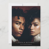 Elegant Classic Minimalist Script Wedding 2 Photo Kaart (Achterkant)