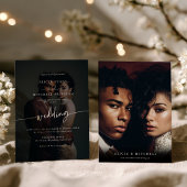 Elegant Classic Minimalist Script Wedding 2 Photo Kaart