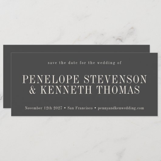 Elegant Classic Modern Black and White Wedding Save The Date (Voorkant / Achterkant)