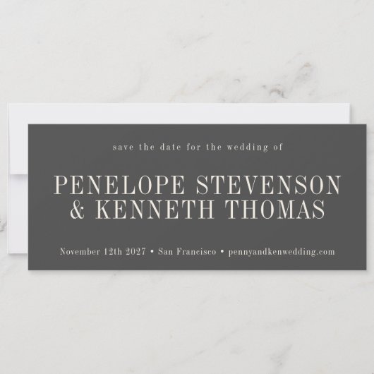 Elegant Classic Modern Black and White Wedding Save The Date (Voorkant)