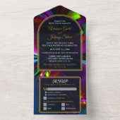 Elegant Classic Modern Floral Pattern #902 Wedding All In One Uitnodiging (Binnen)