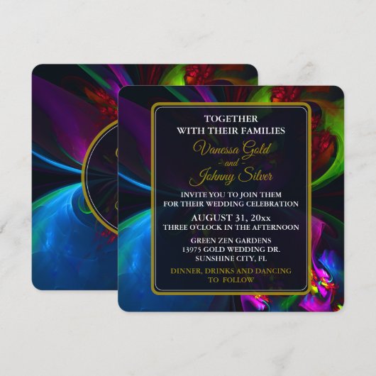 Elegant Classic Modern Floral Pattern #902 Wedding Kaart (Voorkant / Achterkant)