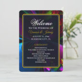 Elegant Classic Modern Floral Pattern #902 Wedding Programmakaart (Staand voorkant)