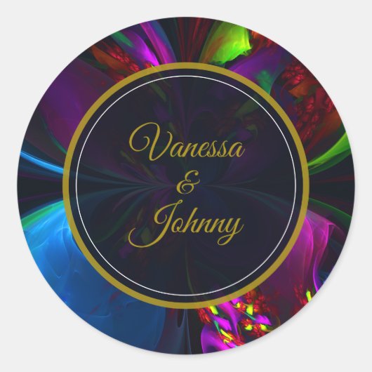 Elegant Classic Modern Floral Pattern #902 Wedding Ronde Sticker (Voorkant)