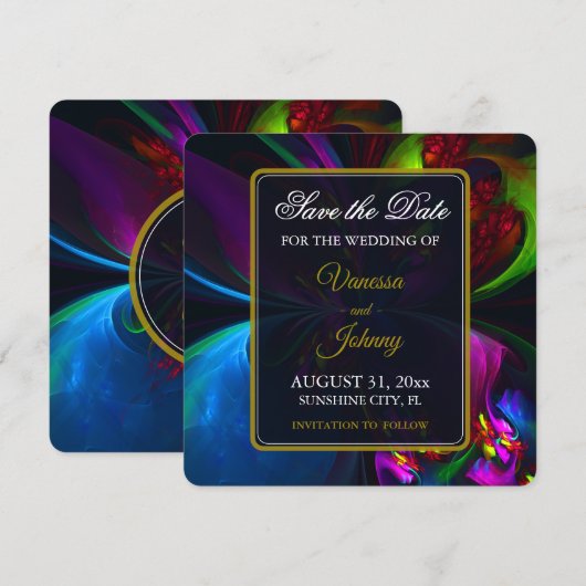 Elegant Classic Modern Floral Pattern #902 Wedding Save The Date (Voorkant / Achterkant)