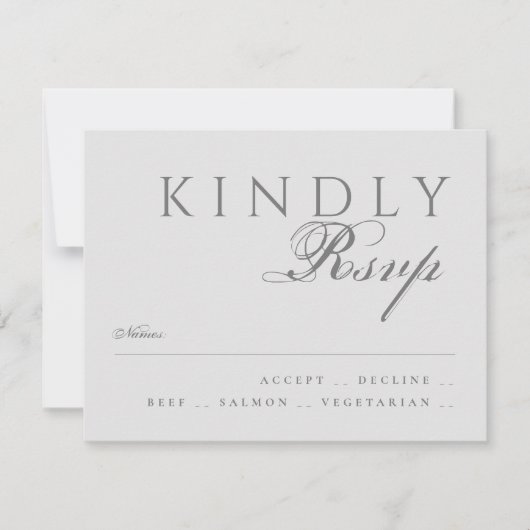 Elegant Classic Modern Typography Gray Wedding RSVP Kaartje (Voorkant)