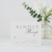 Elegant Classic Modern Typography Gray Wedding RSVP Kaartje (Staand voorkant)