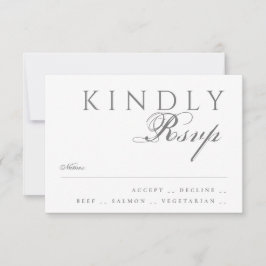 Elegant Classic Modern Typography White Wedding RSVP Kaartje
