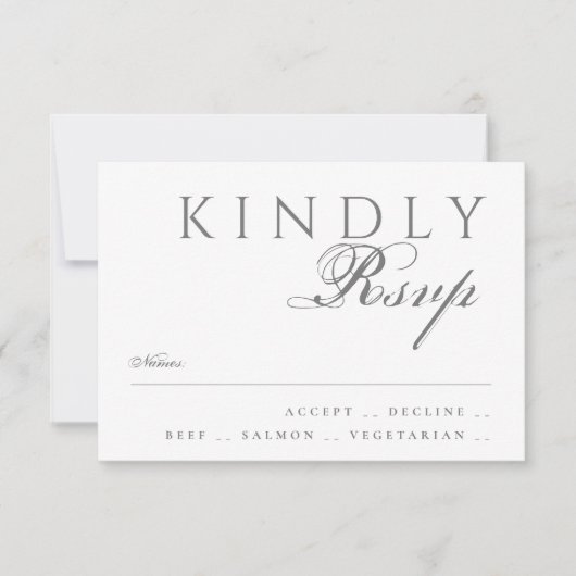 Elegant Classic Modern Typography White Wedding RSVP Kaartje (Voorkant)