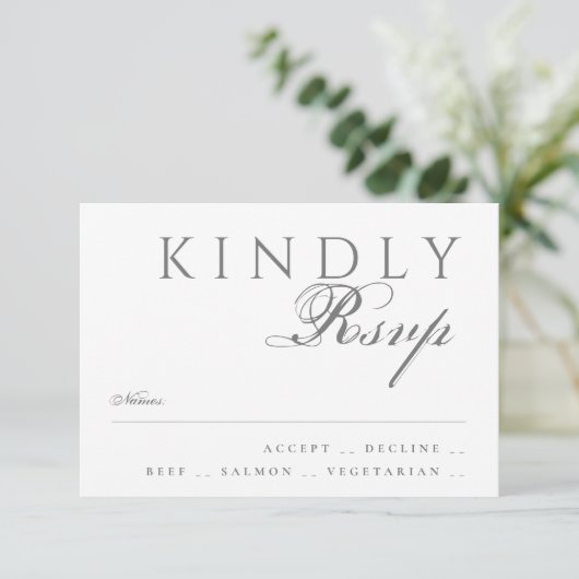 Elegant Classic Modern Typography White Wedding RSVP Kaartje (Staand voorkant)