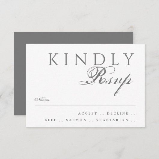Elegant Classic Modern Typography White Wedding RSVP Kaartje (Voorkant / Achterkant)