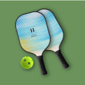 Elegant Classic Monogram Blauw Prism Glas Persoonl Pickleball Paddle
