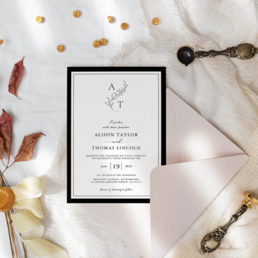 elegant | Classic Monogram bruiloft Lijst Kaart