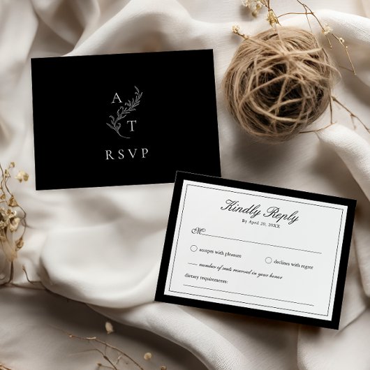 elegant | Classic Monogram Bruiloft RSVP Kaart