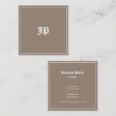 Elegant Classic Monogram Design Trendy Plain Vierkante Visitekaartje (Voorkant / Achterkant)
