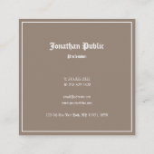 Elegant Classic Monogram Design Trendy Plain Vierkante Visitekaartje (Achterkant)