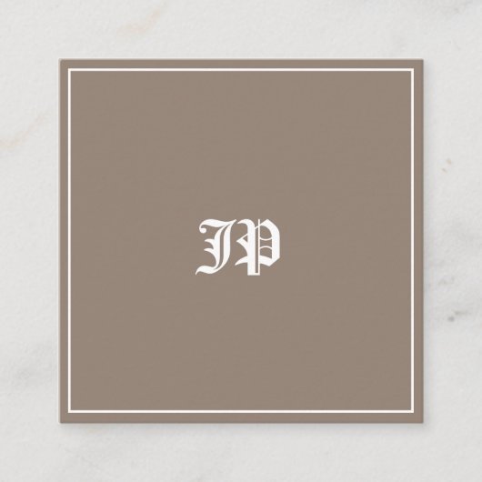 Elegant Classic Monogram Design Trendy Plain Vierkante Visitekaartje (Voorkant)