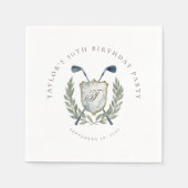 Elegant Classic Monogram Golf Crest Birthday Party Servet (Voorkant)