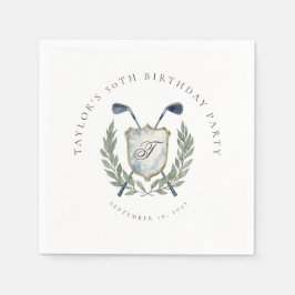 Elegant Classic Monogram Golf Crest Birthday Party Servet