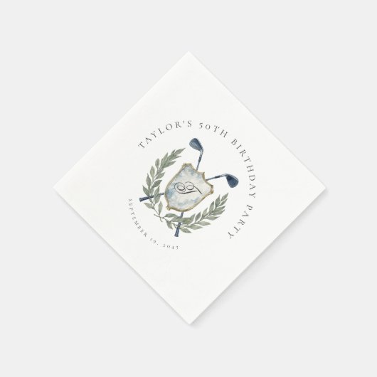 Elegant Classic Monogram Golf Crest Birthday Party Servet (Hoek)