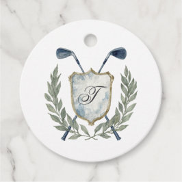 Elegant Classic Monogram Golf Crest Verjaardagsfee Bedankjes Labels