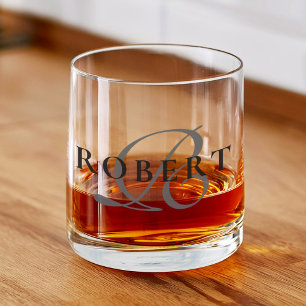 Elegant Classic Monogram Initiaal Naam Whisky Glas