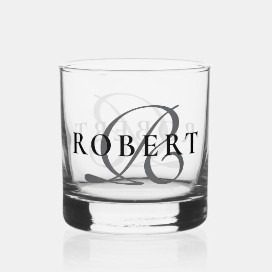 Elegant Classic Monogram Initiaal Naam Whisky Glas (Voorkant)