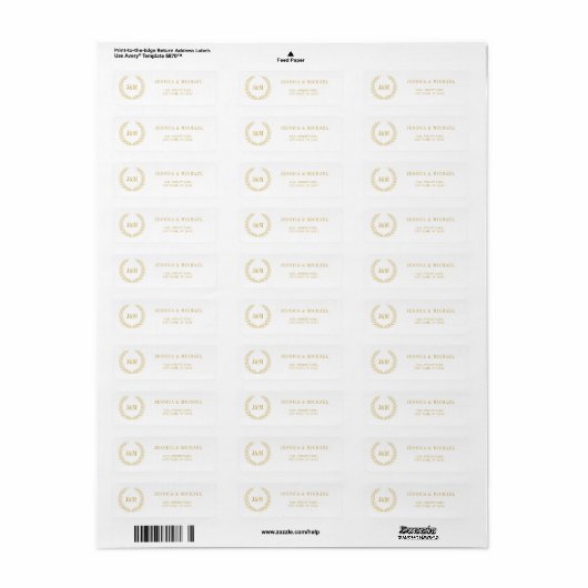 Elegant Classic Monogram Minimalist Weddenschap Etiket (Full Sheet)