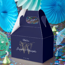 Elegant Classic Monogram & Names Navy Blue Wedding