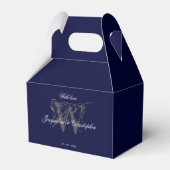 Elegant Classic Monogram & Names Navy Blue Wedding Bedankdoosjes (Voorkant Zijde)