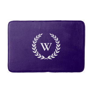 Elegant Classic Monogram Navy Blue Bath Mat