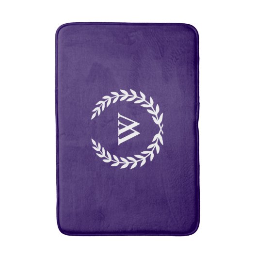 Elegant Classic Monogram Navy Blue Bath Mat (Voorkant Verticaal)