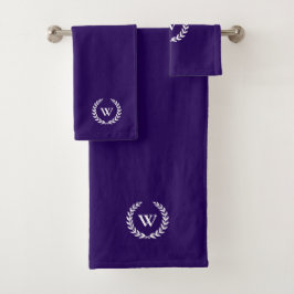 Elegant Classic Monogram Navy Blue Towel set Bad Handdoek