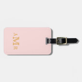Elegant Classic Monogram roze gepersonaliseerd Bagagelabel (Voorkant horizontaal)