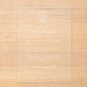 Elegant Classic Monogram Weddenschap Acryl Uitnodigingen (Voorkant)