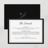 elegant | Classic Monogram Wedding Details Kaart (Voorkant / Achterkant)