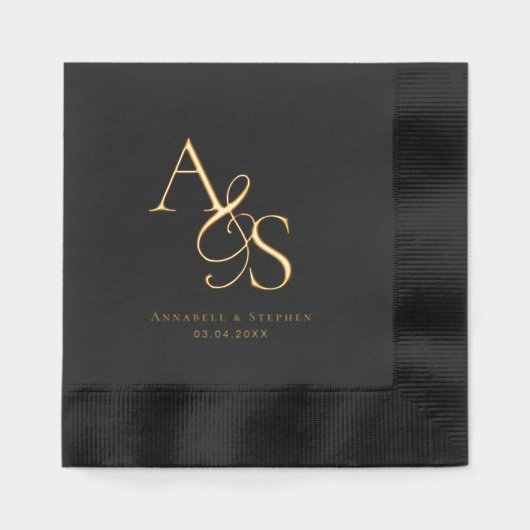 Elegant, Classic, Monogram, Wedding Folie Servetten (Voorkant)