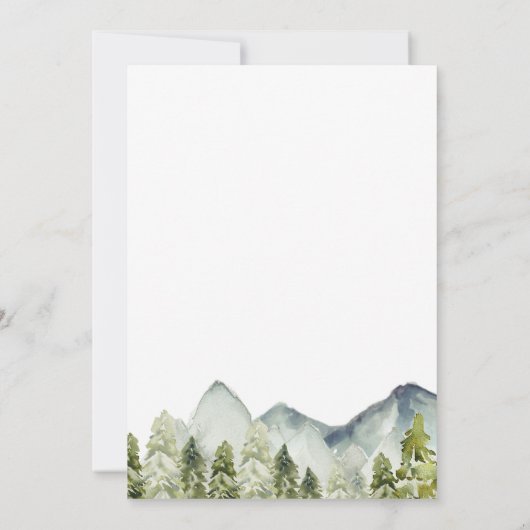 Elegant Classic Mountain Forest Waterverf Bruiloft Kaart (Achterkant)