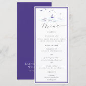 Elegant Classic Nautical Lijst Boat Waves Weddensc Menu (Voorkant / Achterkant)