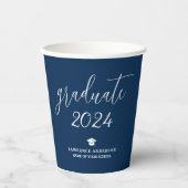 Elegant Classic Navy Blue 2024 Afstuderen Afstuder Papieren Bekers (Voorkant)