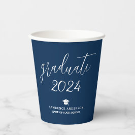 Elegant Classic Navy Blue 2024 Afstuderen Afstuder Papieren Bekers