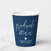 Elegant Classic Navy Blue 2024 Afstuderen Afstuder Papieren Bekers (Achterkant)