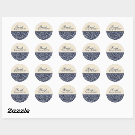 Elegant Classic Navy Blue Baked With Love Ronde Sticker (Vel)