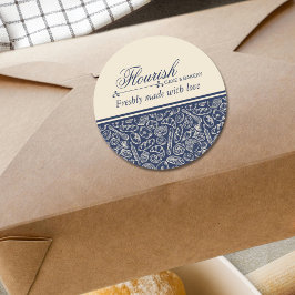 Elegant Classic Navy Blue Baked With Love Ronde Sticker