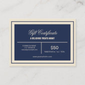 Elegant Classic Navy Blue Bakery Pattern Gift Card Visitekaartje (Achterkant)