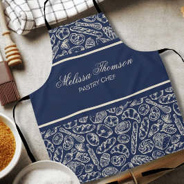 Elegant Classic Navy Blue Cake Bakery Chef Schort